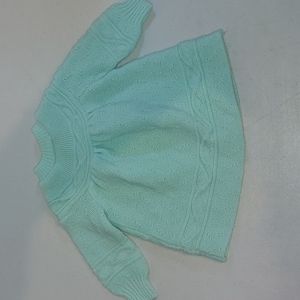 Vintage Handmade Teal Baby Sweater Dress size 0-3 months